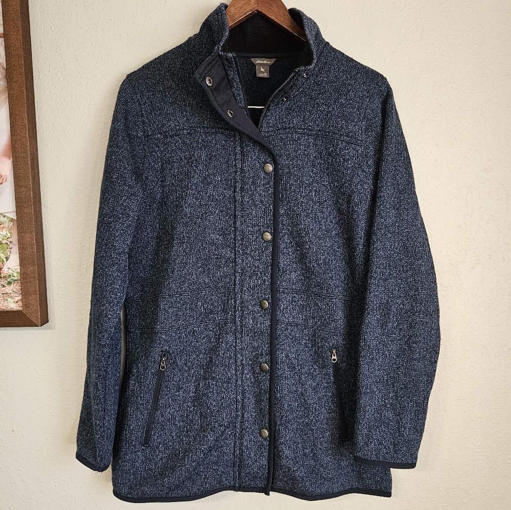 Eddie Bauer Women's Full Zip Sweater Jacket Outdoors Medium Dark Blue